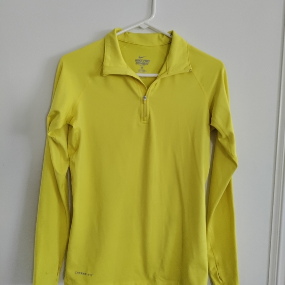 Nike Pro combate Dri fit long sleeve half-zip. Women’s Size M, yellow - Picture 1 of 7
